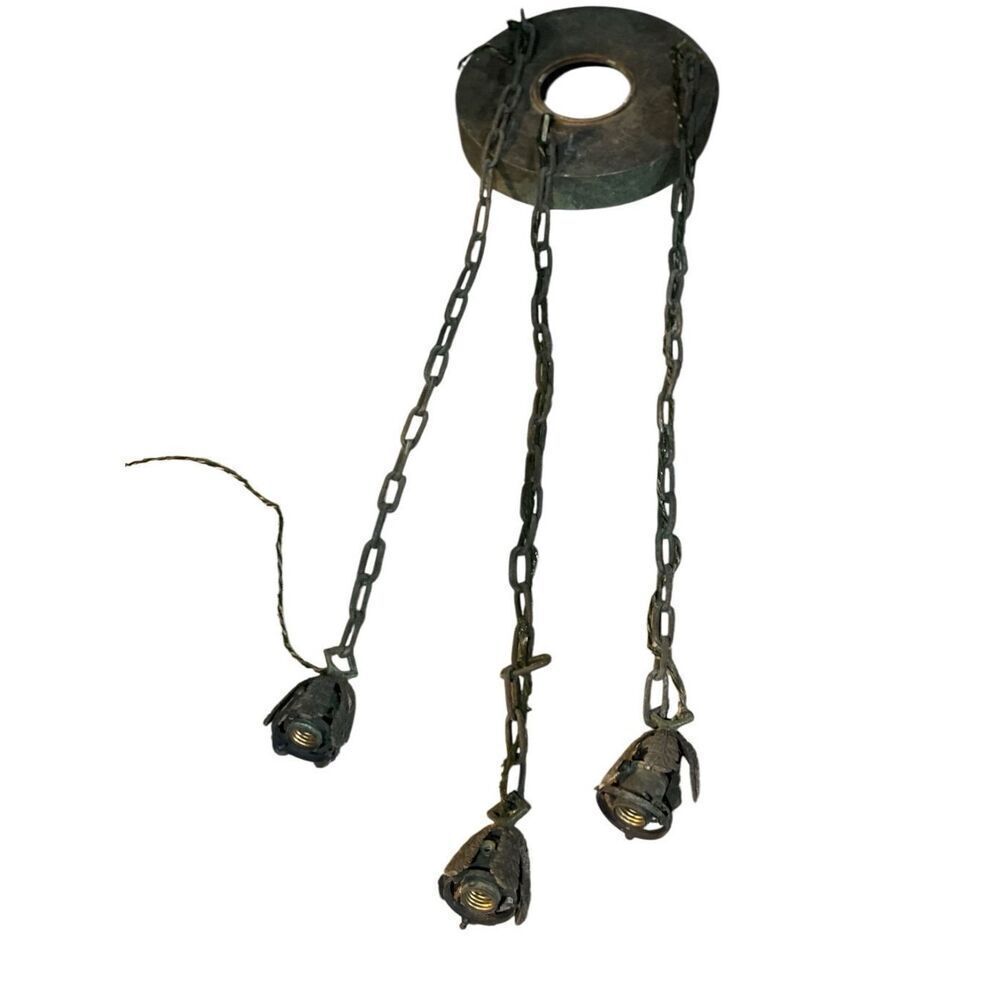 Antique Medieval Style Distressed Metal Chain Gothic Light Pendant to Restore